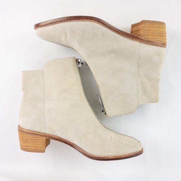 Anthropologie Matiko Mylvia Tan Suede Front Zip Ankle Boots Womens 6 - Picture 2 of 16